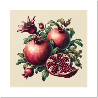 Vintage Pomegranate Botanical Posters and Art
